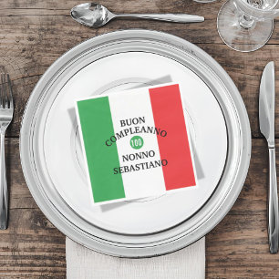Flag of Italy Buon Compleanno or Anniversario  Napkin