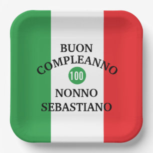 Flag of Italy Buon Compleanno or Anniversario  Paper Plate
