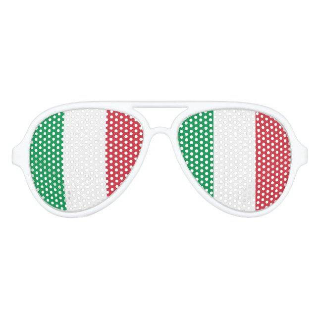 Flag of Italy, Fun Italian Flag Aviator Sunglasses (Front)