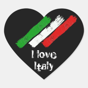 Flag of Italy. I love Italy. Heart Sticker