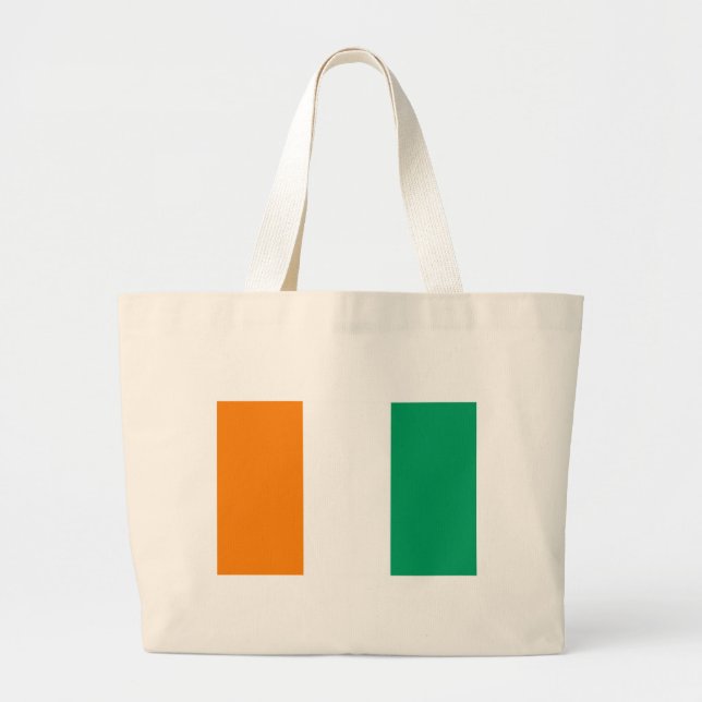 Flag of Ivory Coast - Drapeau de la Côte d'Ivoire Large Tote Bag (Front)