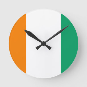 Flag of Ivory Coast - Drapeau de la Côte d'Ivoire Round Clock