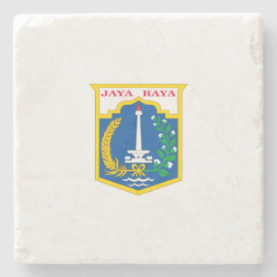 Flag of Jakarta (Indonesian Capital City) Stone Coaster