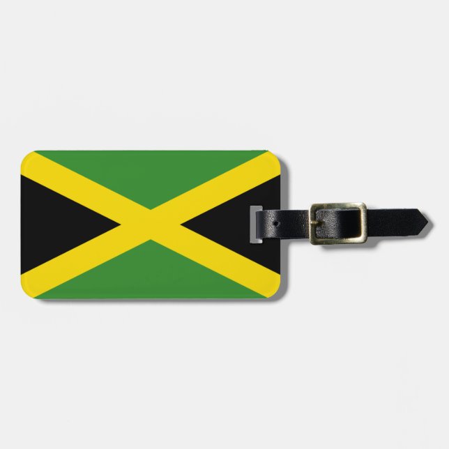 Flag of Jamaica Luggage Tag w/ leather strap (Front Horizontal)