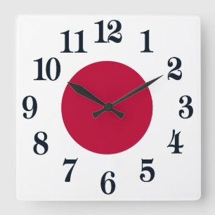 Flag of Japan or Hinomaru Square Wall Clock