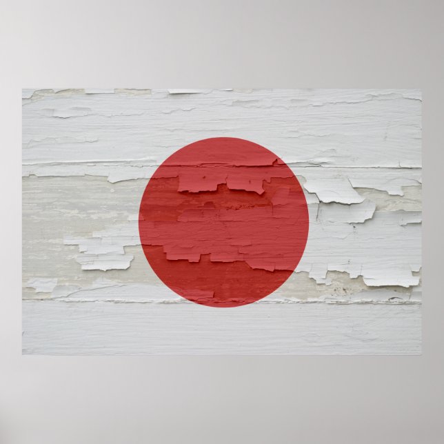 Flag of Japan Weathered Paint Poster (Front)