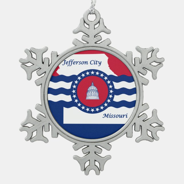Flag of Jefferson city, Missouri Snowflake Pewter  Snowflake Pewter Christmas Ornament (Front)