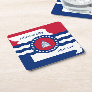 Flag of Jefferson city, Missouri Square Paper Coas Coaster