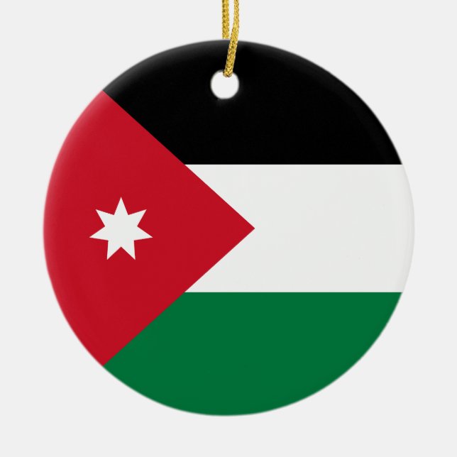 Flag of Jordan Ceramic Tree Decoration (Front)