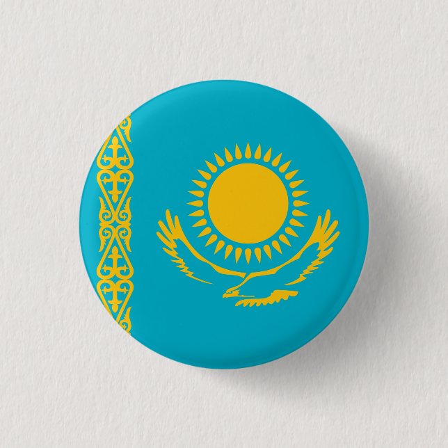 Flag of Kazakhstan 3 Cm Round Badge (Front)
