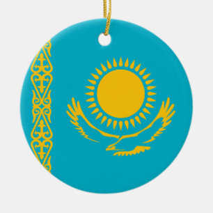 Flag of Kazakhstan Ceramic Tree Decoration