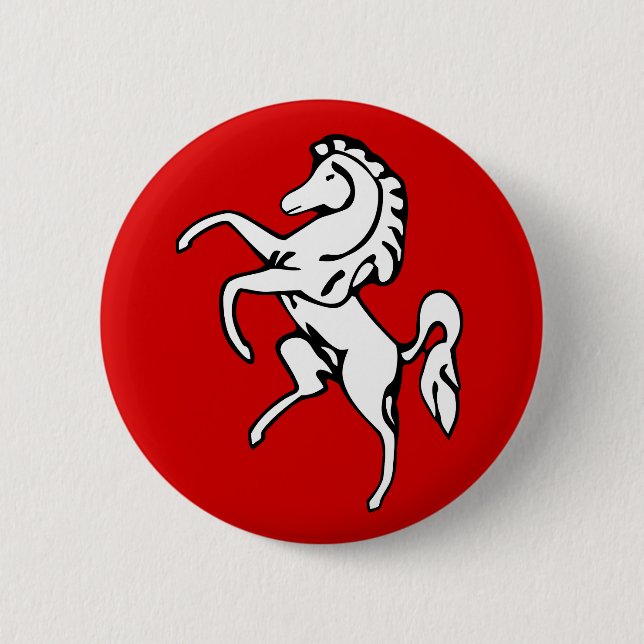 Flag of Kent (White Horse) (County of England, UK) 6 Cm Round Badge (Front)