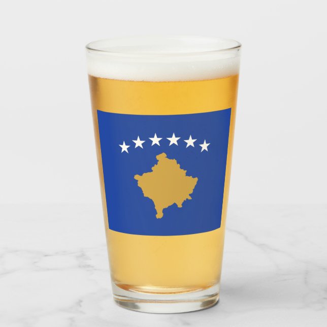Flag of Kosovo Glass (Front Filled)