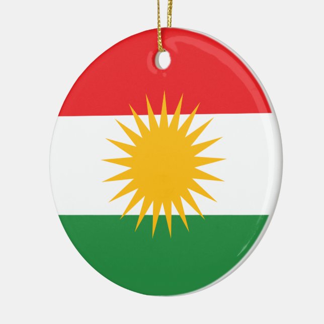 Flag of Kurdistan Ceramic Tree Decoration (Left)