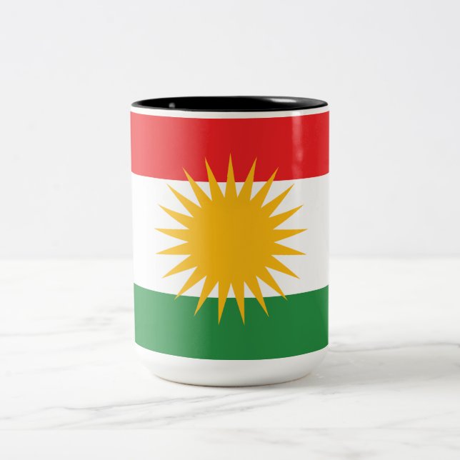 Flag of Kurdistan Two-Tone Coffee Mug (Center)