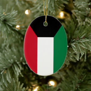 Flag of Kuwait Ceramic Tree Decoration
