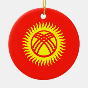 Flag of Kyrgyzstan Ceramic Tree Decoration