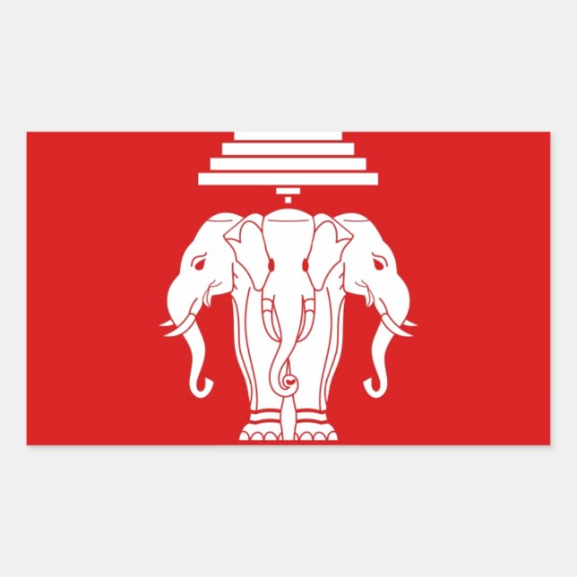 Flag of Laos (1952-1975) - ທຸງຊາດລາວ Rectangular Sticker (Front)