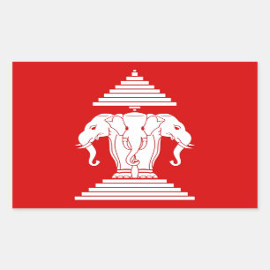 Flag of Laos (1952-1975) - ທຸງຊາດລາວ Rectangular Sticker