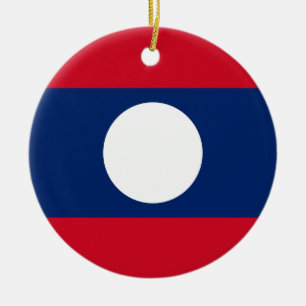 Flag of Laos Ceramic Tree Decoration