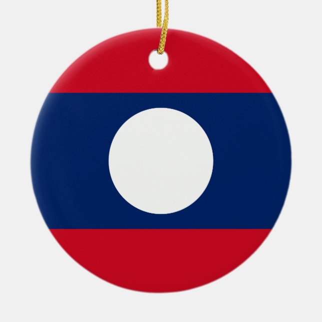 Flag of Laos Ceramic Tree Decoration (Front)