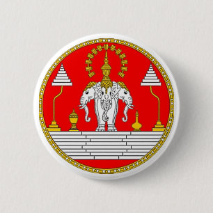 FLAG OF LAOS THREE HEAD ELEPHANT 6 CM ROUND BADGE