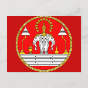 FLAG OF LAOS THREE HEAD ELEPHANT POSTCARD