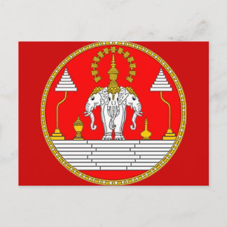 FLAG OF LAOS THREE HEAD ELEPHANT POSTCARD