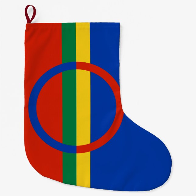 Flag of Lapland (Christmas) (Sami) (Laplander) Large Christmas Stocking (Front)