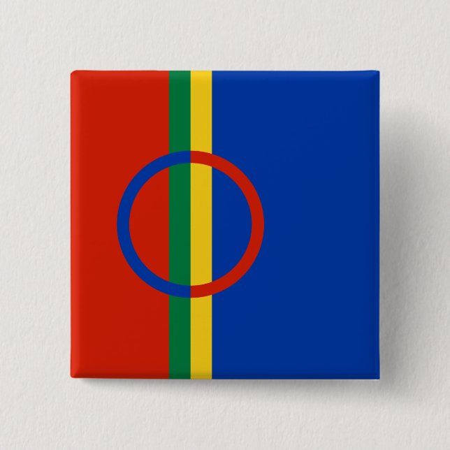 Flag of Lapland (Sápmi) 15 Cm Square Badge (Front)