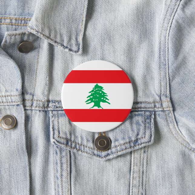 Flag of Lebanon 7.5 Cm Round Badge (In Situ)