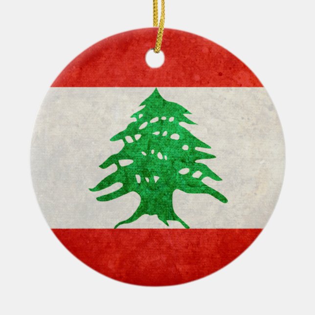 Flag of Lebanon Ceramic Tree Decoration (Front)