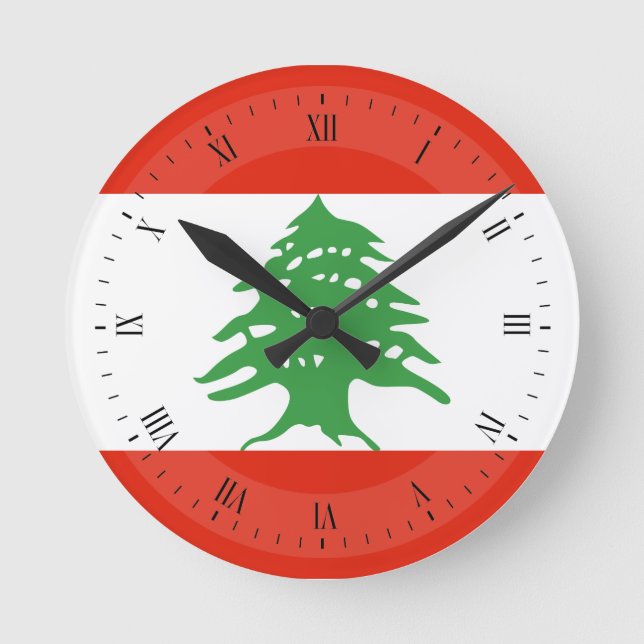 Flag of Lebanon Round Clock (Front)