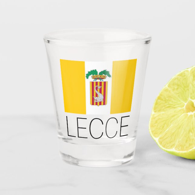 Flag of Lecce, Apulia (Italy) Shot Glass (Front)