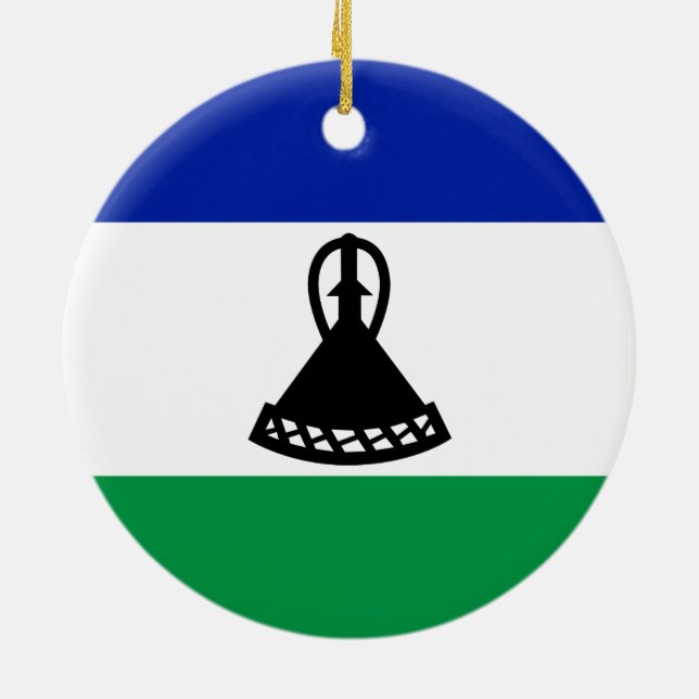 Flag of Lesotho Ceramic Tree Decoration (Back)