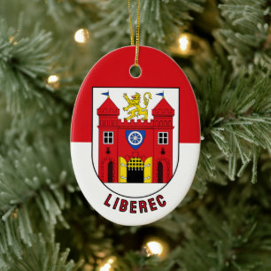 Flag of Liberec, Czech Republic Ceramic Tree Decoration