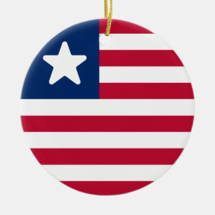 Flag of Liberia Ceramic Tree Decoration