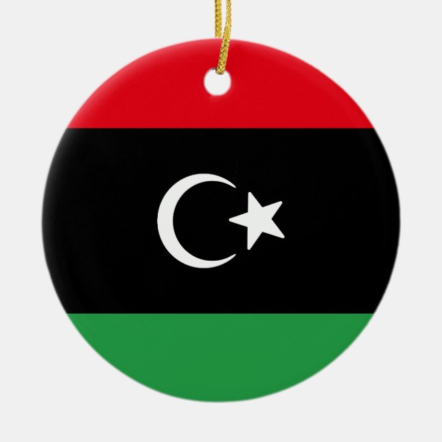 Flag of Libya Ceramic Tree Decoration (Front)