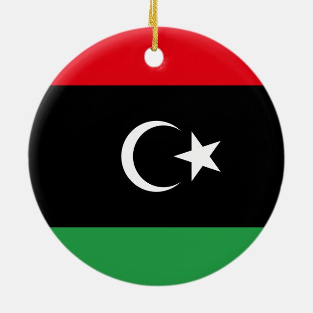 Flag of Libya Ceramic Tree Decoration (Back)