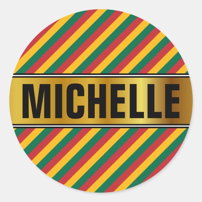 Flag of Lithuania Inspired Coloured Stripes Patter Classic Round Sticker (Front)