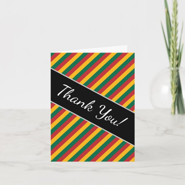 Flag of Lithuania Inspired Coloured Stripes Thank You Card (Front)