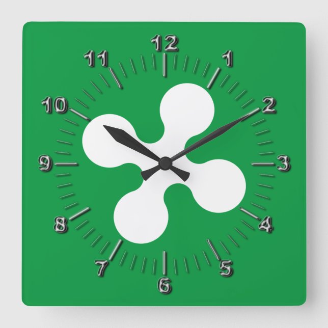 Flag of Lombardia (Italy)  Square Wall Clock (Front)