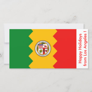 Flag of Los Angeles, Happy Holidays from U.S.A. Holiday Card