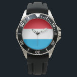 Flag of Luxembourg Watch<br><div class="desc">This design features the national flag of Luxembourg (officially the Grand Duchy of Luxembourg), which is a landlocked country in Western Europe. It is bordered by Belgium to the west and north, Germany to the east and France to the south. The capital of Luxembourg is Luxembourg City, which is one...</div>