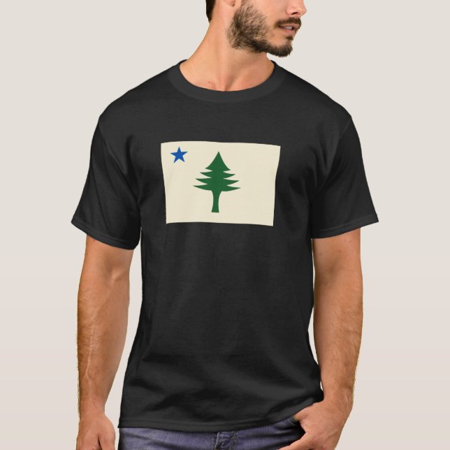 Flag of Maine 1901 Maine State Flag Pine Tree Stat T-Shirt (Front)