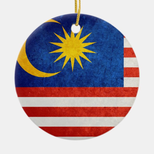 Flag of Malaysia Ceramic Tree Decoration (Front)