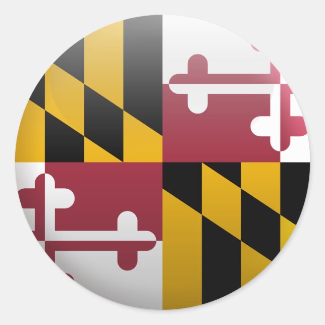 Flag of Maryland Classic Round Sticker (Front)