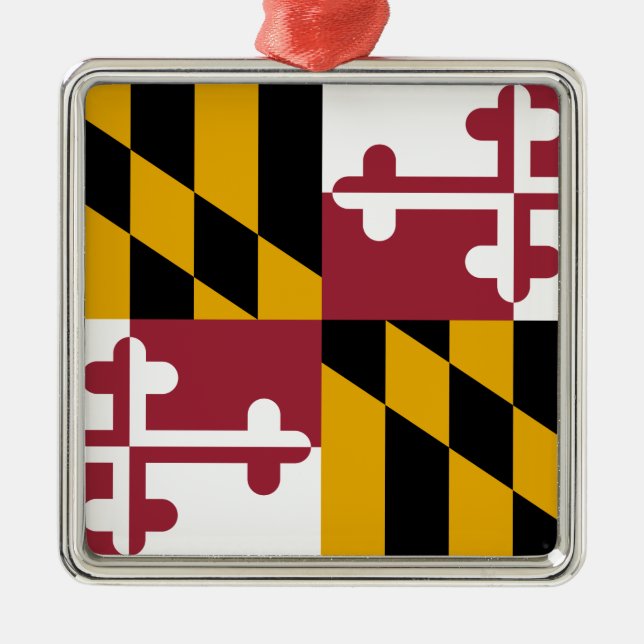 Flag of Maryland (US State) Metal Tree Decoration (Front)