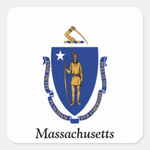 Flag of Massachusetts Square Sticker
