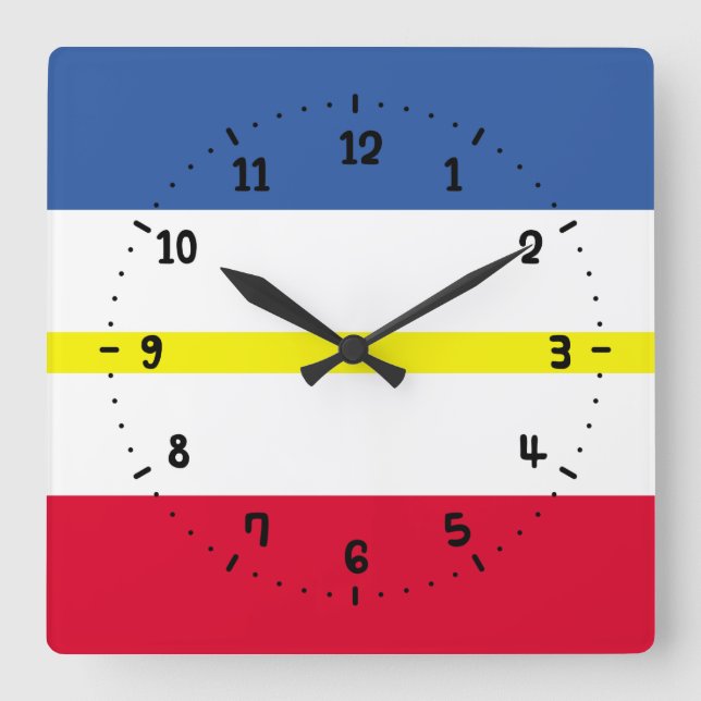 Flag of Mecklenburg Square Wall Clock (Front)